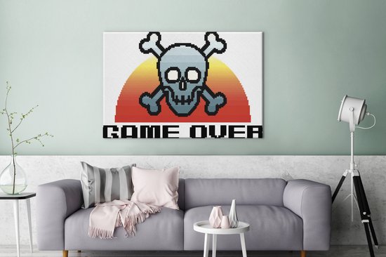 Affiche avec cadre Gamer - Rétro - Game over - dessin - 40x30 cm