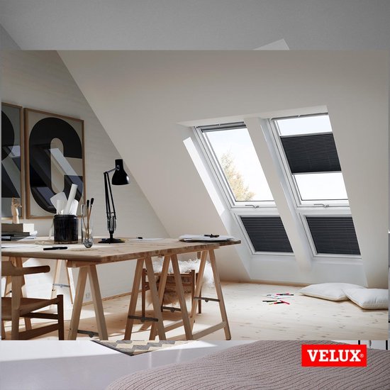 Store plissé d'origine VELUX (FHL), cadre argenté, P04, P34, 404, Blue doux