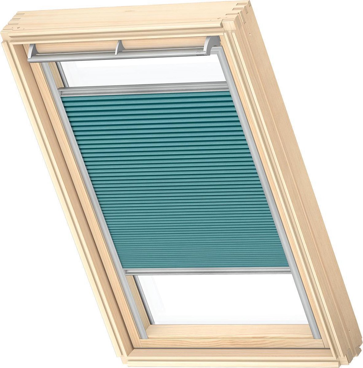 VELUX Origineel Verduisterend Plisségordijn (FHC), Zilveren Kozijn, PK06, Petrol