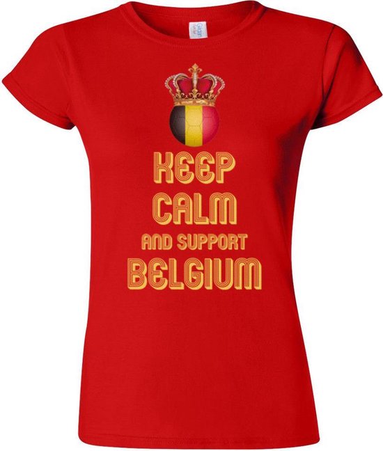 T-shirt vrouwen België/Rode Duivels 'Keep calm and support Belgium' maat L  | bol.com