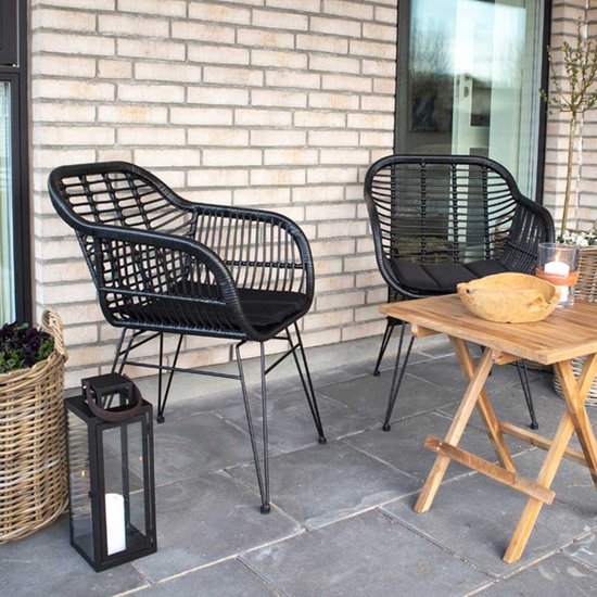 Chaise de jardin en rotin Artichok Madelein avec coussin d'assise - Zwart |  bol.com