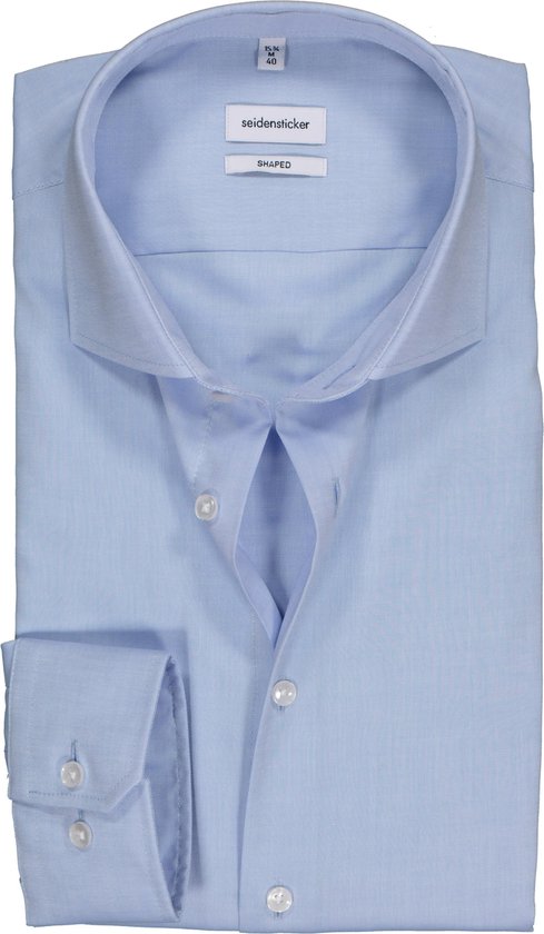 Seidensticker shaped fit overhemd - lichtblauw fijn Oxford - Strijkvrij - Boordmaat: