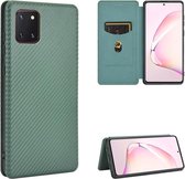 Voor Samsung Galaxy A81 / M60s / Note 10 Lite Koolstofvezel Textuur Magnetische Horizontale Flip TPU + PC + PU Lederen Case met Touw & Kaartsleuf (Groen)