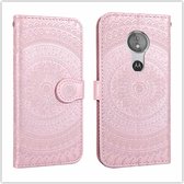 Voor Motorola Moto E5 Play Pressed Printing Pattern Horizontale Flip PU Leather Case met houder & kaartsleuven & portemonnee & & Lanyard (roze)