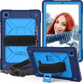 Voor Samsung Galaxy Tab A7 10.4 (2020) T500 contrastkleur siliconen + pc combinatie hoes met houder (marineblauw + blauw)