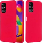 Voor Samsung Galaxy M31s Pure Color Vloeibare siliconen schokbestendige hoes met volledige dekking (rood)