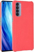 Voor OPPO Reno4 Pro 4G (buitenlandse Indiase versie) Schokbestendige krokodiltextuur pc + PU-hoes (rood)