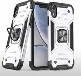 Magnetisch pantser schokbestendig TPU + pc-hoesje met metalen ringhouder voor iPhone XR (zilver)