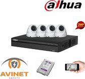 Dahua - KIT HDCVI 4 DOM 4MP - Kit videobewaking en registratie en 4 camera's voor 4MP