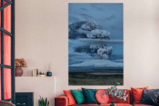 Smoking Eyjafjallajökull toile 2cm 120x180 cm - Tirage photo sur toile (Décoration murale salon / chambre) XXL / Groot format!