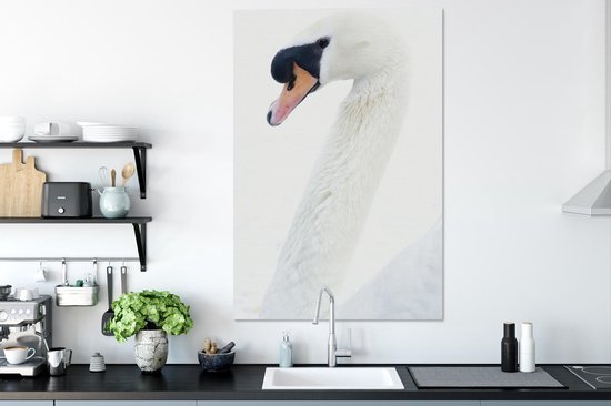 Tableau sur toile Cygne sur fond blanc - 80x120 cm - Décoration murale