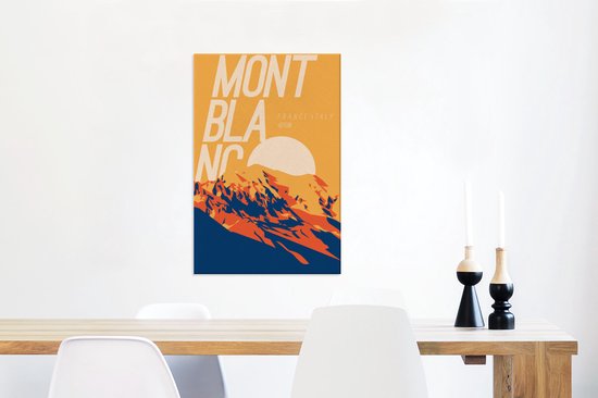 Illustration du Mont Blanc au coucher du soleil sur toile 2cm 40x60 cm - Tirage photo sur toile (Décoration murale salon / chambre)
