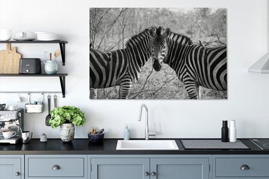 Deux zèbres toile 2cm 140x90 cm - impression photo sur toile peinture Décoration murale salon / chambre à coucher) / Animaux sauvages Peintures Toile