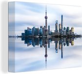 Canvas Schilderij Lucht - Shanghai - Rivier - 120x90 cm - Wanddecoratie
