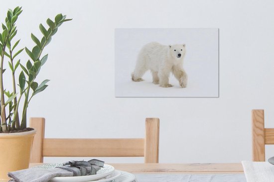 Toile Peinture Ours Polaire - Neige - Wit - 30x20 cm - Décoration murale
