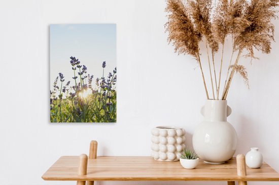 Gros plan de lavande au coucher du soleil 20x30 cm - petit - Tirage photo sur toile (Décoration murale salon / chambre) / Peintures Fleurs sur toile