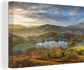 Canvas Schilderij Lake District tijdens een ondergaande zon - 30x20 cm - Wanddecoratie