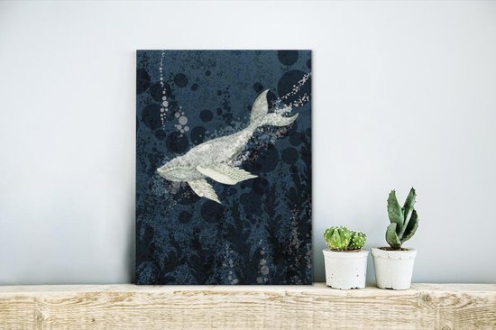Illustration d'une baleine dans l'eau 30x40 cm - petit - Tirage photo sur toile (Décoration murale salon / chambre) / Peintures sur toile Animaux