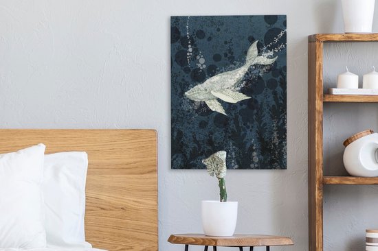 Illustration d'une baleine dans l'eau 30x40 cm - petit - Tirage photo sur toile (Décoration murale salon / chambre) / Peintures sur toile Animaux