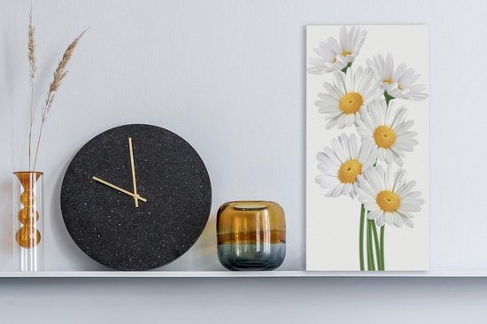 Toile Peinture Marguerites - dessin - Wit - 20x40 cm - Décoration murale