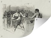 Tuinschilderij Een illustratie van een wedstrijd boksen - 80x60 cm - Tuinposter - Tuindoek - Buitenposter