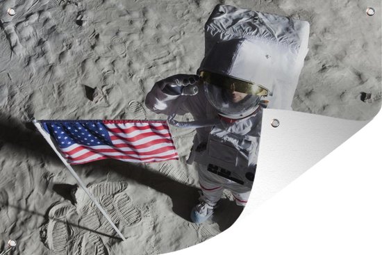 Foto: Tuindecoratie astonaut amerika vlag 60x40 cm tuinposter tuindoek buitenposter