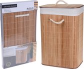 Relaxwonen - Wasmand - Mand - Bamboe - Opvouwbaar - Inclusief Deksel - Uitneembare binnenhoes - 60x40x30 cm