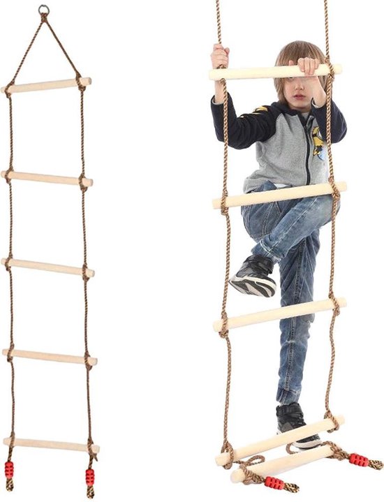 Touwladder - Ladder - Speelgoed - Speelgoed ladder - Klimladder - Houten  ladder -... | bol.com