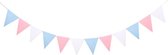 Vintage Vlaggenlijn / Guirlande in Rose – Wit – Blauw | Slinger / Banner van Vilt / Stof - Wasbaar | Vlag Kinderkamer jongen - meisje | Huwelijk - Feest - Verjaardag - Bruiloft - B
