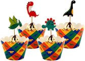 Dinosaurus Cupcake 12 Omslag + 12 Toppers | Cupcake Decoratie