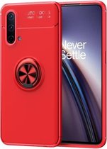 Voor OnePlus Nord CE 5G metalen ringhouder 360 graden roterende TPU-hoes (rood)