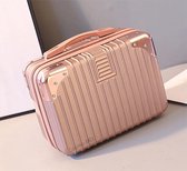 Koffer - Handtas - Beautycase - Roze - Wit
