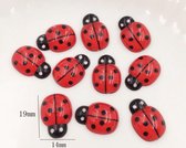 decoratie figuurtjes Lieveheersbeestje kunststof sticker  10 stuks 1,9 cm