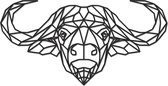 Hout-Kado - Waterbuffel - Large - Zwart - Geometrische dieren en vormen - Hout - Lasergesneden- Wanddecoratie