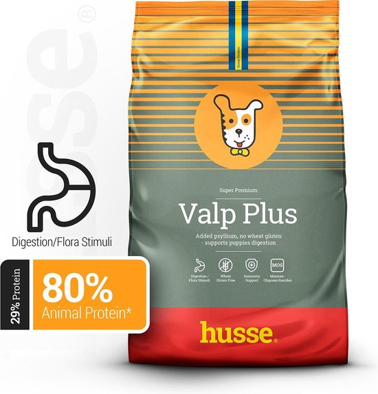Husse Valp Plus - Puppyvoer Droogvoer, Puppy Voer, Hondenvoer Droog, Hondenbrokken Junior - 12,5 kg