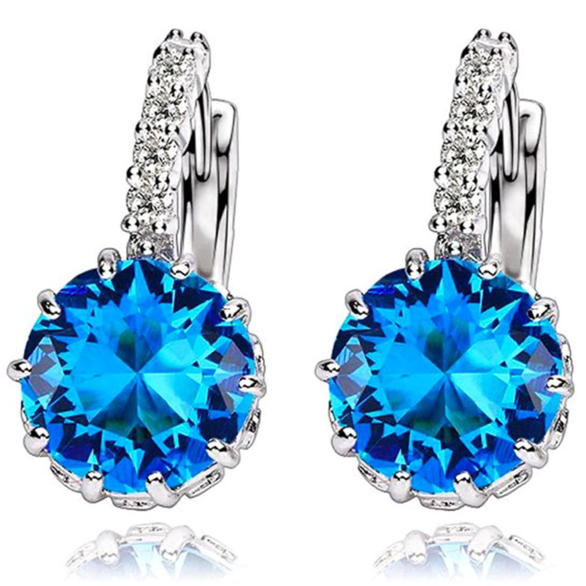 Victorious Dames Oorbellen – Blauw Bergkristal – Zilver – 2cm