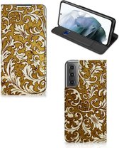 Bookcase Geschikt voor Samsung Galaxy S21 FE Telefoonhoesje Barok Goud