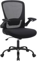 Chaise de bureau Segenn - avec accoudoirs rabattables - chaise de bureau avec revêtement en maille - chaise d'ordinateur ergonomique - chaise pivotante à 360° - soutien lombaire réglable - gain de place - noir