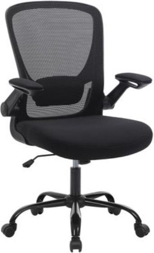 Segenn's bureaustoel - Ergonomische Bureaustoel - met opklapbare armleuningen - bureaustoel met netbekleding - ergonomische computerstoel - 360° draaistoel - verstelbare lendensteun - ruimtebesparend - zwart