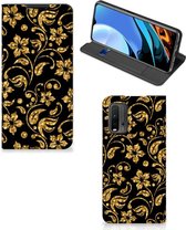 Bookcase Cadeau voor Oma Xiaomi Poco M3 | Redmi 9T Telefoonhoesje Gouden Bloemen