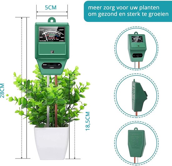 Humidimètre de sol 3-en-1 Humidimètre de plante Humidimètre en pot  Humidimètre de plante pour jardinage intérieur extérieur 