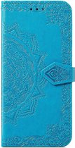 Samsung Galaxy S21 Bookcase - Blauw - Bloemen - Portemonnee Hoesje