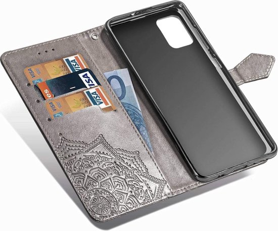 Bookcase Samsung Galaxy A51 - Grijs - Fleurs - Etui Portefeuille
