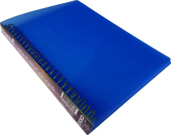Blauwe ringband 'iGenius Multi-Ring Binder' met 23 ringen.