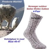 4-Paar Geiten Wollen Sokken Norweger klassieke Grijs Kleur-Maat 46/47