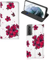 Smartphone Hoesje Geschikt voor Samsung Galaxy S21 FE Mobiel Cover Blossom Red