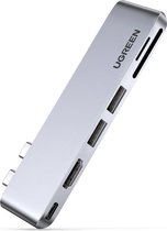 UGREEN  6-in-2 USB-C Hub / Docking Station voor MacBook Air/Pro met HDMI 4K, 2x USB3.0, USB-C oplaadpoort (Thunderbolt 3), SD en Micro SD(TF)