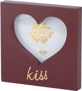 Fotolijst - Fotokader - Hart Kiss Bordeaux - 15x15xh2cm - Hout