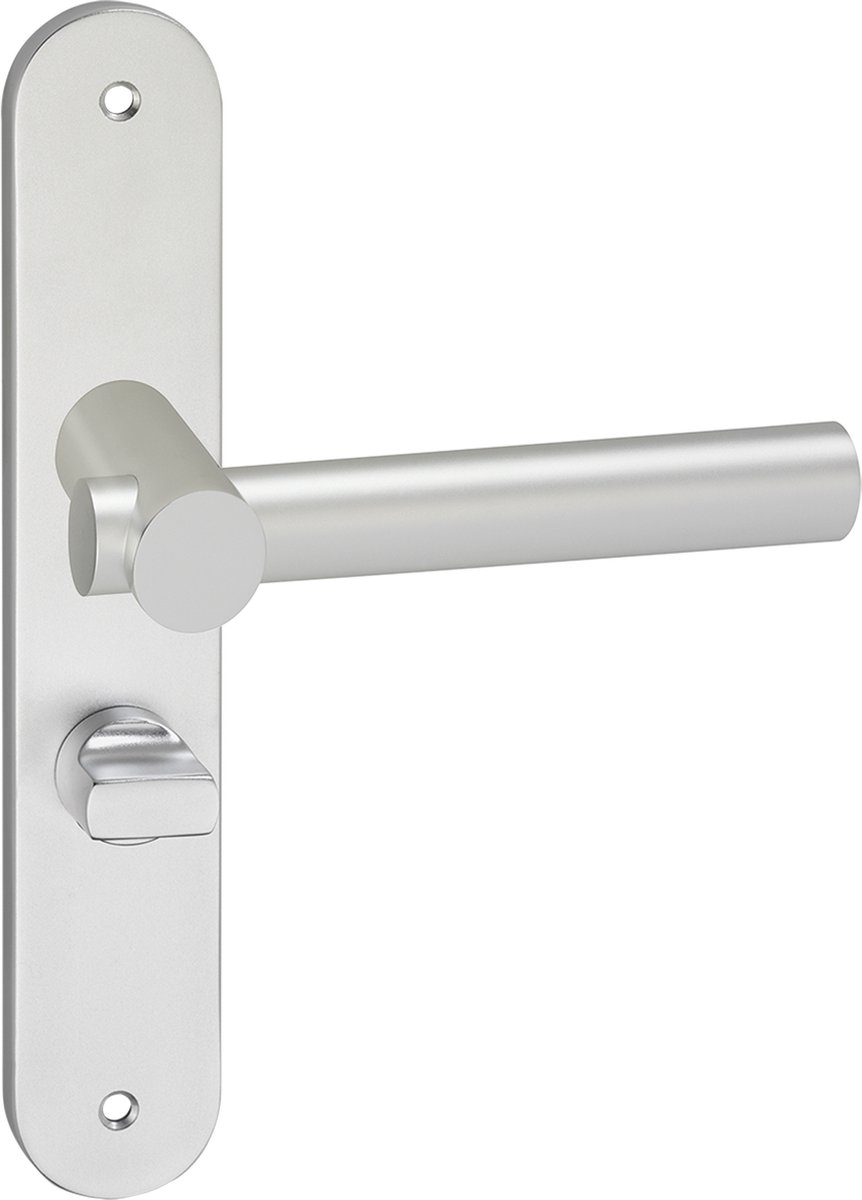 Deurkruk - Impresso Dover - Voor binnen - Ovaal deurschild met schroeven en toiletsluiting - Aluminium - 2 stuks