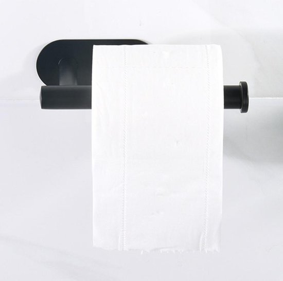 Vannons - Toiletrolhouder - WC Rolhouder Zwart zonder Boren - Zelfklevend - WC Rol Houder RVS - Zwart
